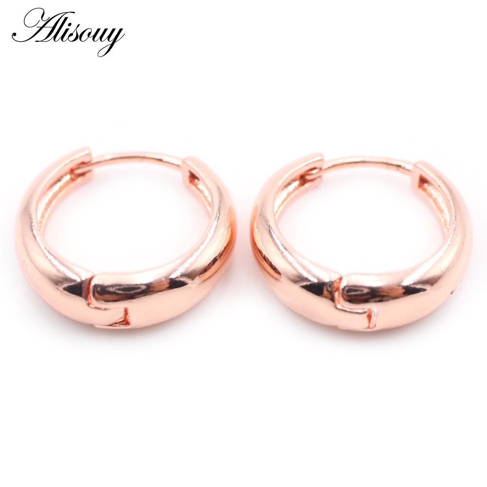 Alisouy 2pcs Copper Alloy Cute Curve Polishing Small Circle Round Hoop Earrings For Women Men Ear Cuff Brincos Hinged Jewelry