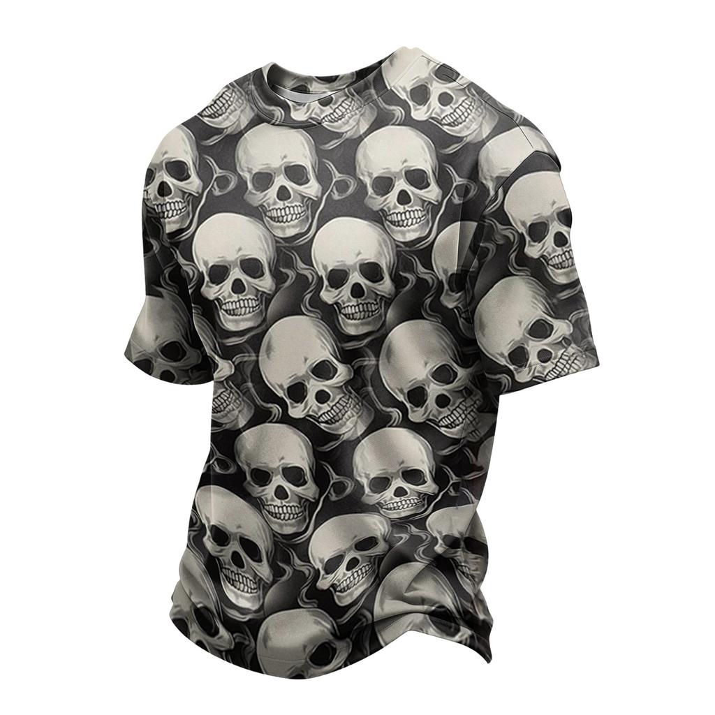 Men's Casual Lightweight Breathable Short Sleeve T-Shirt with Halloween Print Crew Neck Comfortable Fit for Daily Wear