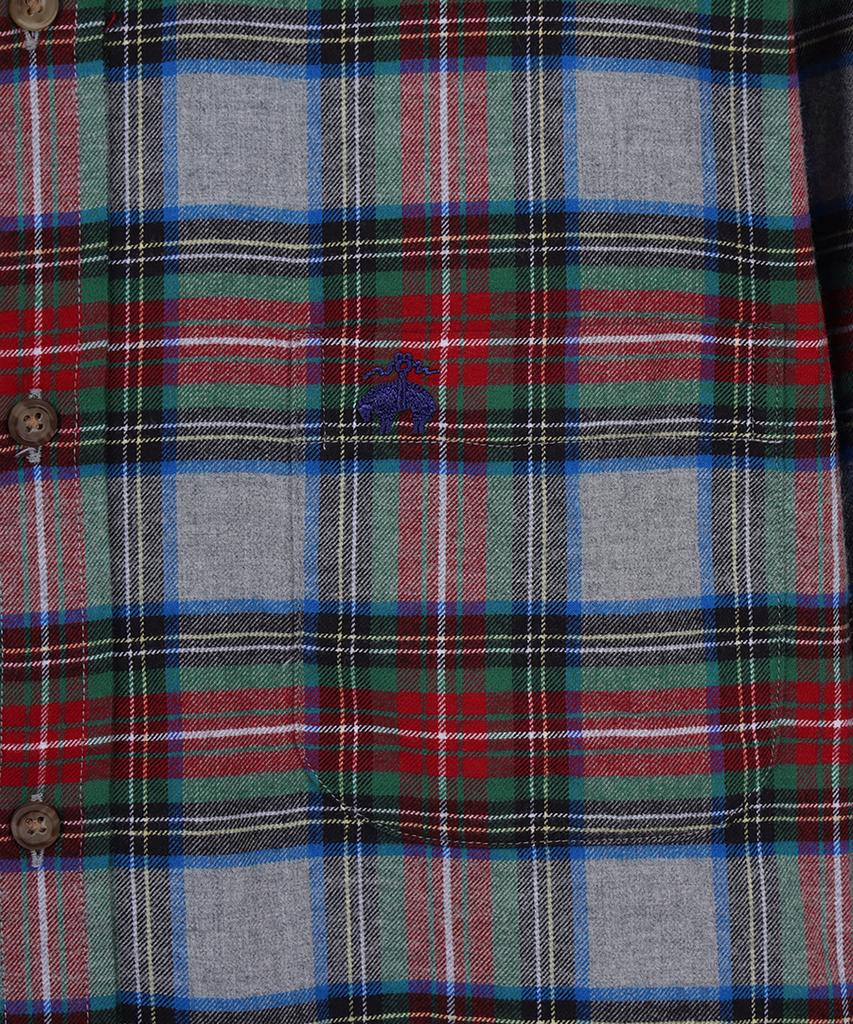 BROOKS BROTHERS Flannel Tartan Check Sport Shirt (Grey) (Bbthmf3576Wef)