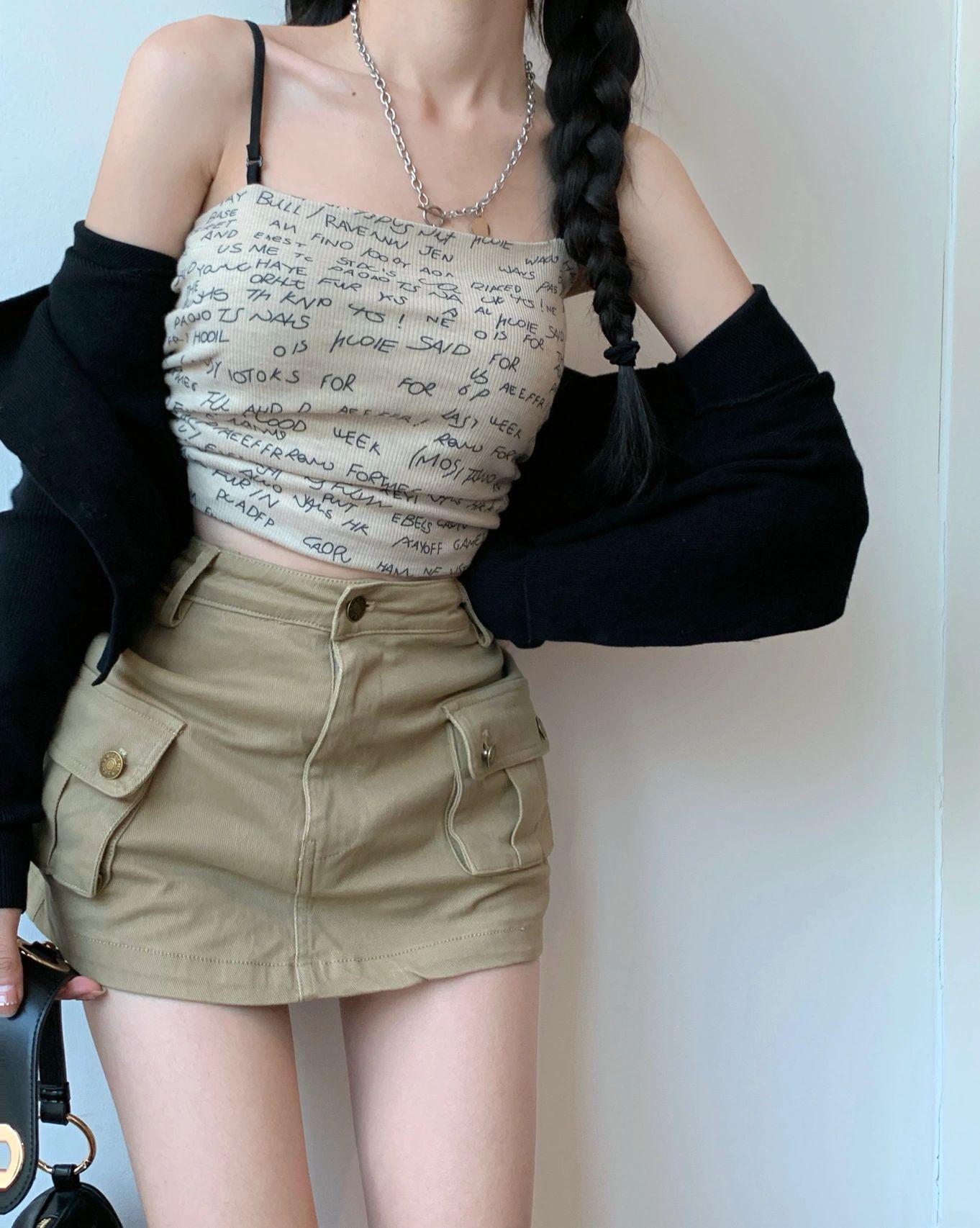 

Khaki Summer Midi A-Line Denim Dress for Women with Anti-Exposure, Plus Size, Slimming, and High Waist Features XS хаки