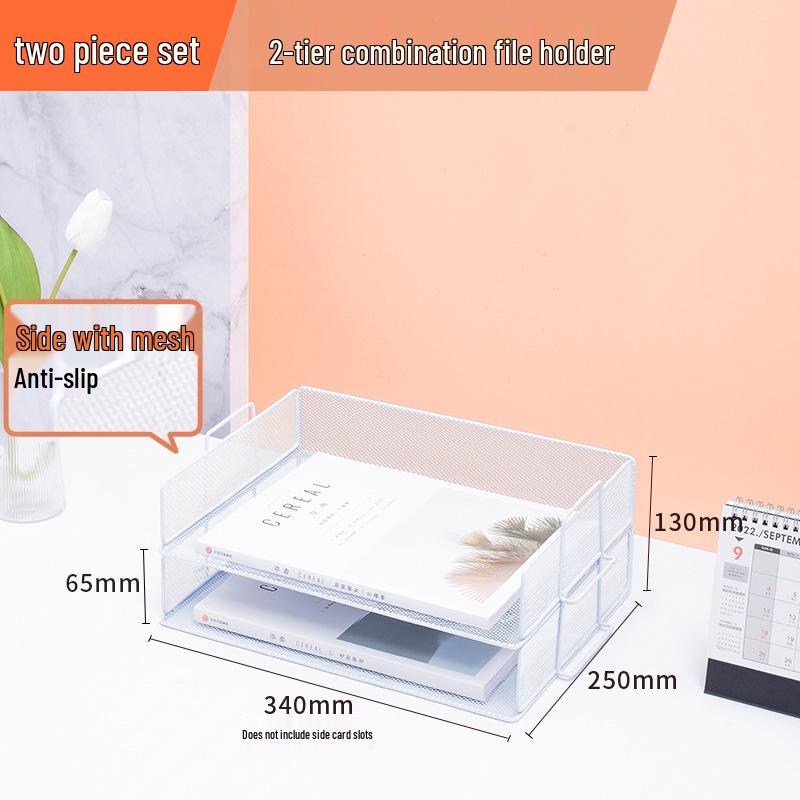 Desktop Metal File Organizer - Multi-layer Storage Rack for Files, Folders, and Books