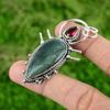 Solar Moss Agate Stone Mozambique Garnet Engagement Wife Pendant Sterling Silver