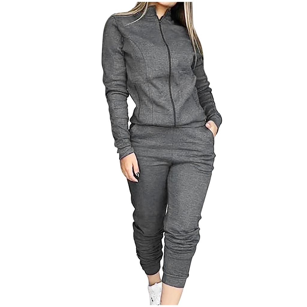 Women's Fashion Solid Color Casual Sweatshirt Loose Long Sleeve Two-Piece Suit