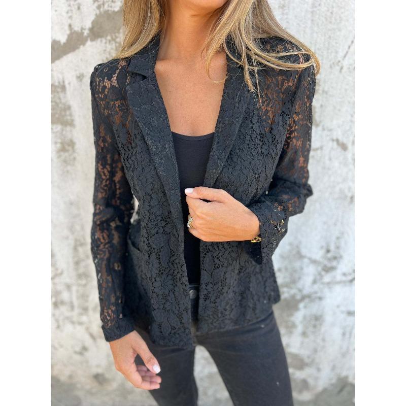 QICED Giacche e cappotti con collo a polo, maniche lunghe, casual, vintage, tinta unita, stampa autunno inverno