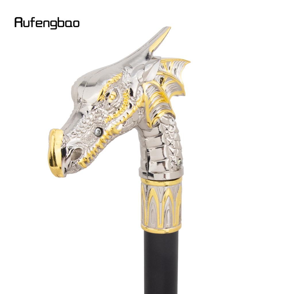 Golden White Dragon Head Fashion Walking Stick Decorative Stick Cospaly Vintage Performance Stage Cane 94cm