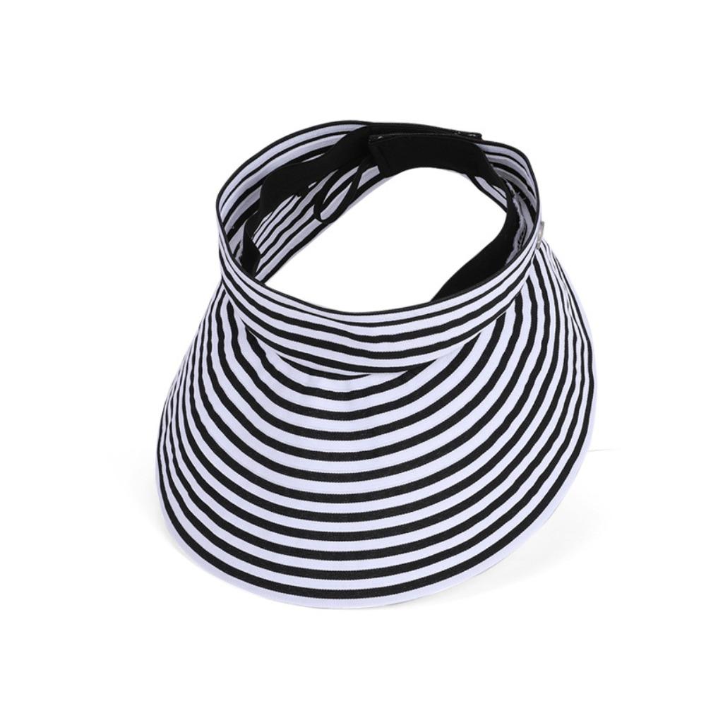 Wide Brim Summer Sun Hats Anti-UV Sun Protection Cap Fashion Stripe Empty Top Hat  Camping