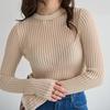 GMXIA Cut-out Knit Sweater Spring and Summer Sexy Slim Wool Round Neck Long-sleeved Thin Pit-stripe Knit Sweater