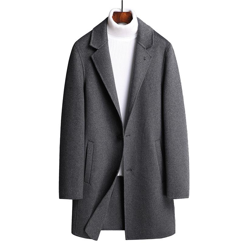 New Autumn and Winter Men's Mid-length Double-sided Woolen Coats, Fashionable and Simple Wool Coats, Trendy Men's Coats