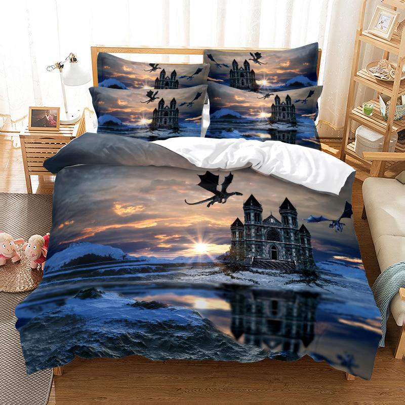 3D Digital Printed Bedding Set, Starry Sky Scenery Quilt Cover and Pillowcase, Single Double Bed, Full-size Bedroom Bedding, Home Decoration