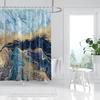 Marble Shower Curtain, Blue Marble Shower Curtain Set, Abstract Navy Blue Gold Glitter Veins Texture Marble Shower Curtains For