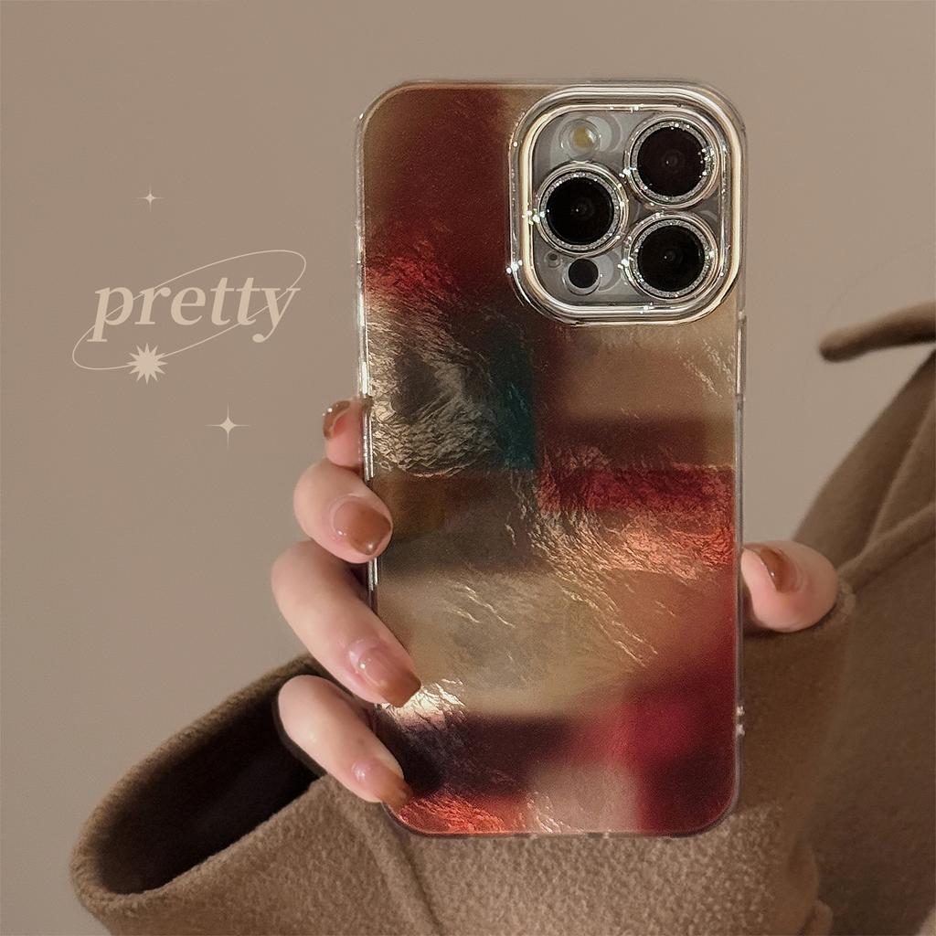 Smudge Retro Splicing Mobile Phone Case Suitable for 17 Apple 15 Promax Lens Film Iphone14 Maillard 13 Hard