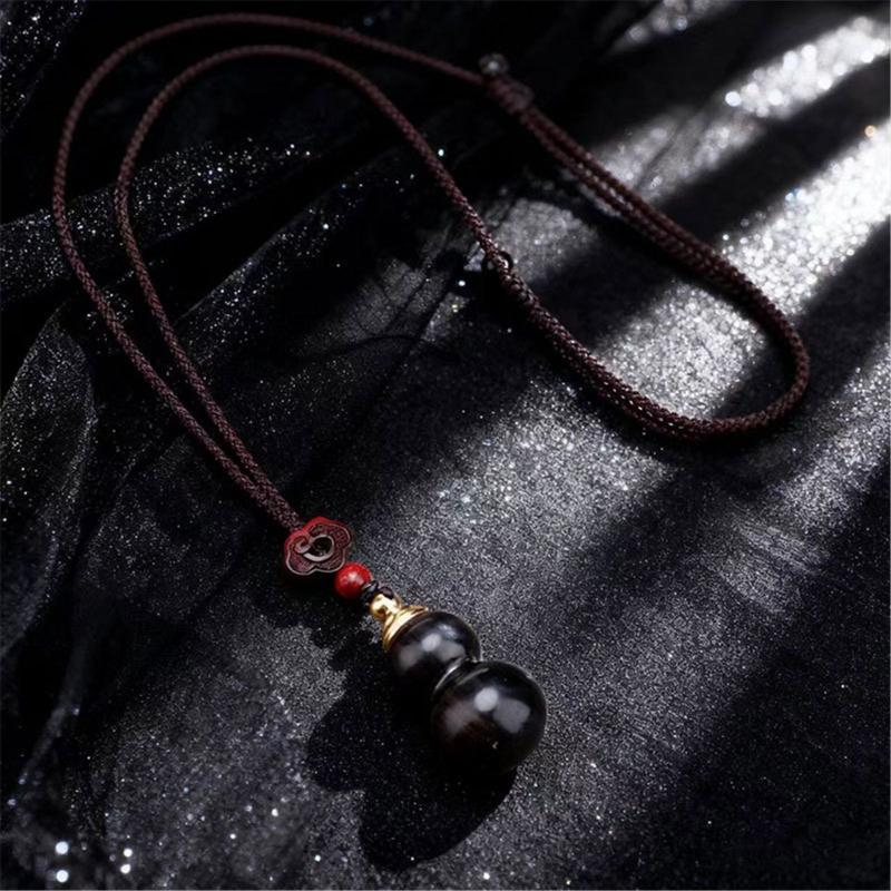 Ethnic Hand Braided Cord Necklace Featuring Openable Wood and Zinc Alloy Pendant for Cultural Fashion Stress Relief