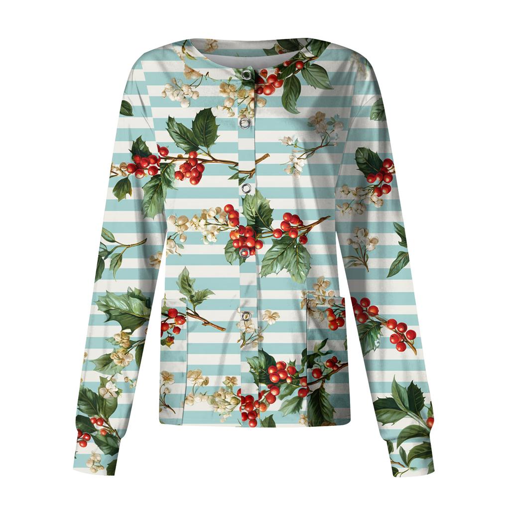 Women's Casual Long Sleeve Single Breasted  Printed Dry-nurse Top