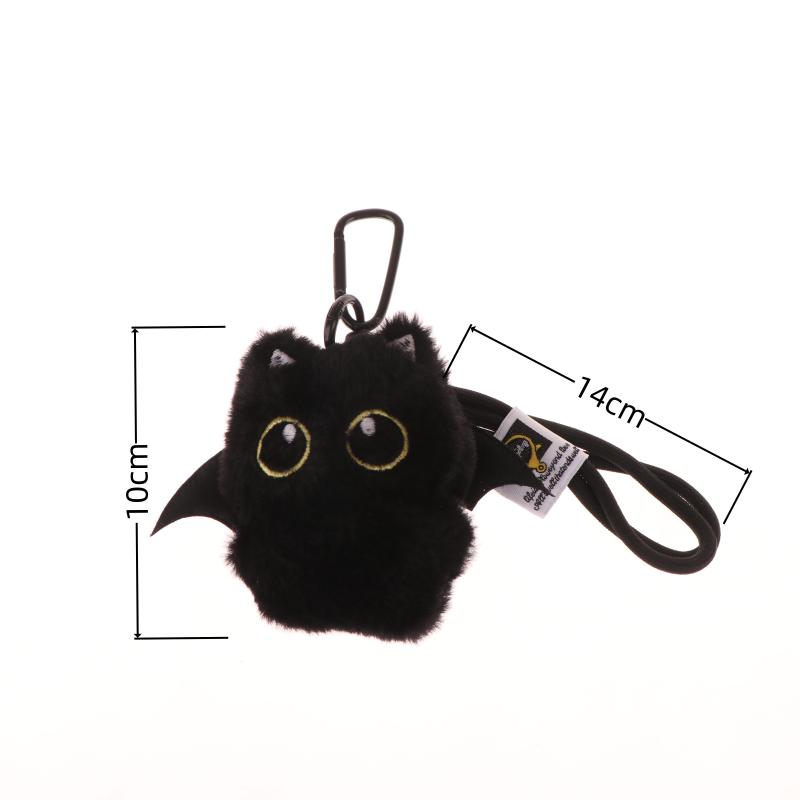 1 Piece 10Cm Ghost Wings Little Black Cat Plush Toy Doll Pendant Ins Big Eyes Punk Bag Decoration For Boy Girl Birthday Gifts
