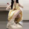 Milk yellow sleeveless vest bud dress women's summer new small sweet vacation fluffy short skirt
