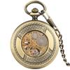 1 PC Vintage Mechanical Skeleton Roman Numeral Double Half Hunter Pocket Watch with 30cm Chain Watch Accessories