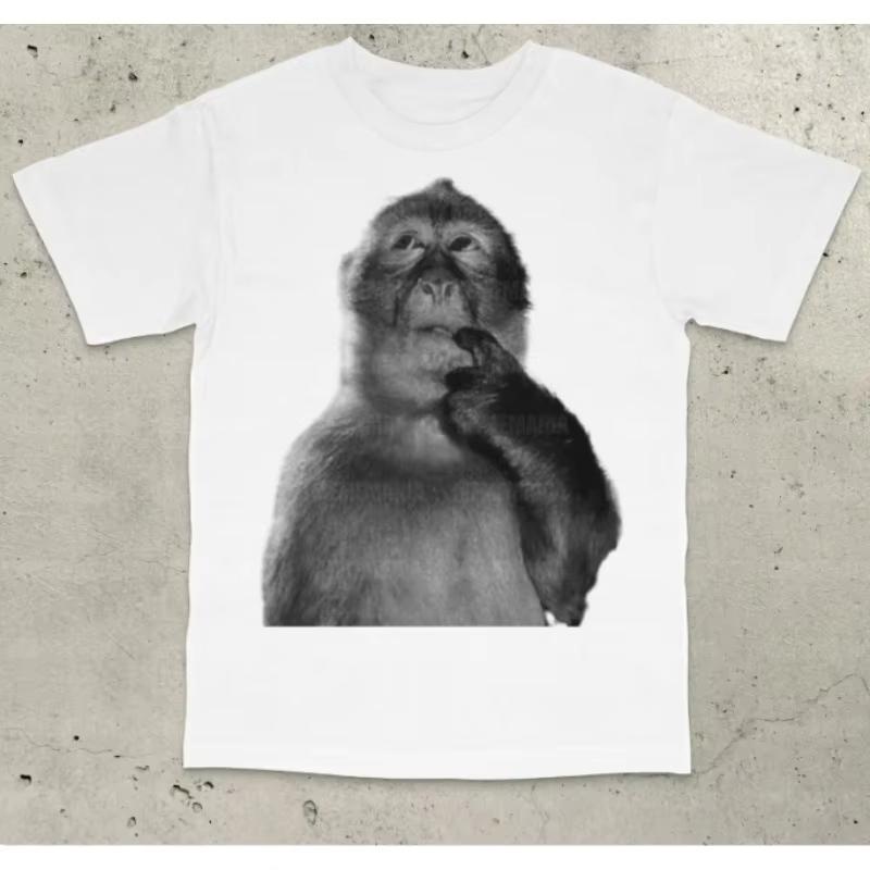 

2026 New Funny Monkey Silly Meme Dank Memes Printed Mens Shortsleeved Tshirt for Men and Women S