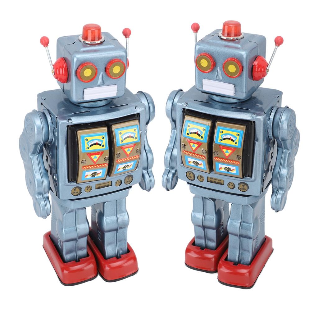Metal Tin Robot Toy Retro Electric Rotating Figures Model Adult Collection Kids Gift