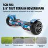 RCB RH3 Hoverboard 8.5" Tout-Terrain Hummer, Double Moteur Puissant, Pneus Pleins et Éclairage LED – Bleu
