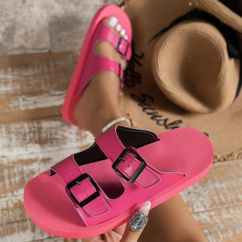 Large size platform slippers women's belt buckle sandals women's