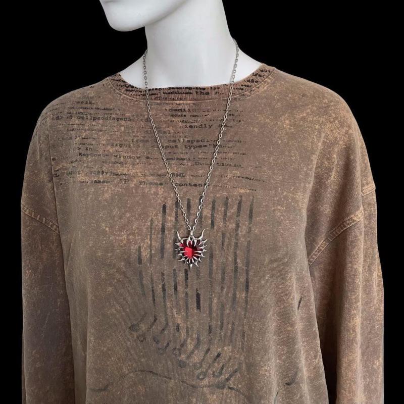 New Cross Thorn Heart Necklace - Gothic Style, European & American Dark Trend, Niche Subculture Hip Hop Accessory