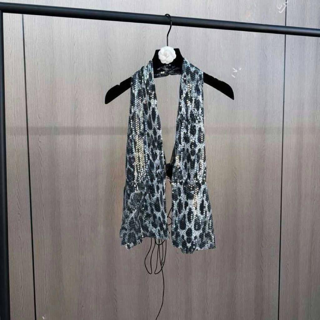 2024 Autumn Trendy Leopard Print Sequin Low Waist Short Skirt