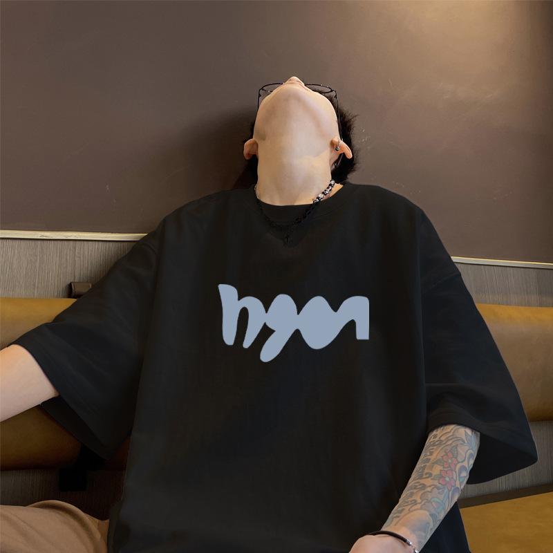 

Мужская футболка с коротким рукавом, летняя, американская, повседневная, универсальная, свободного кроя, с рукавом до локтя 4XL