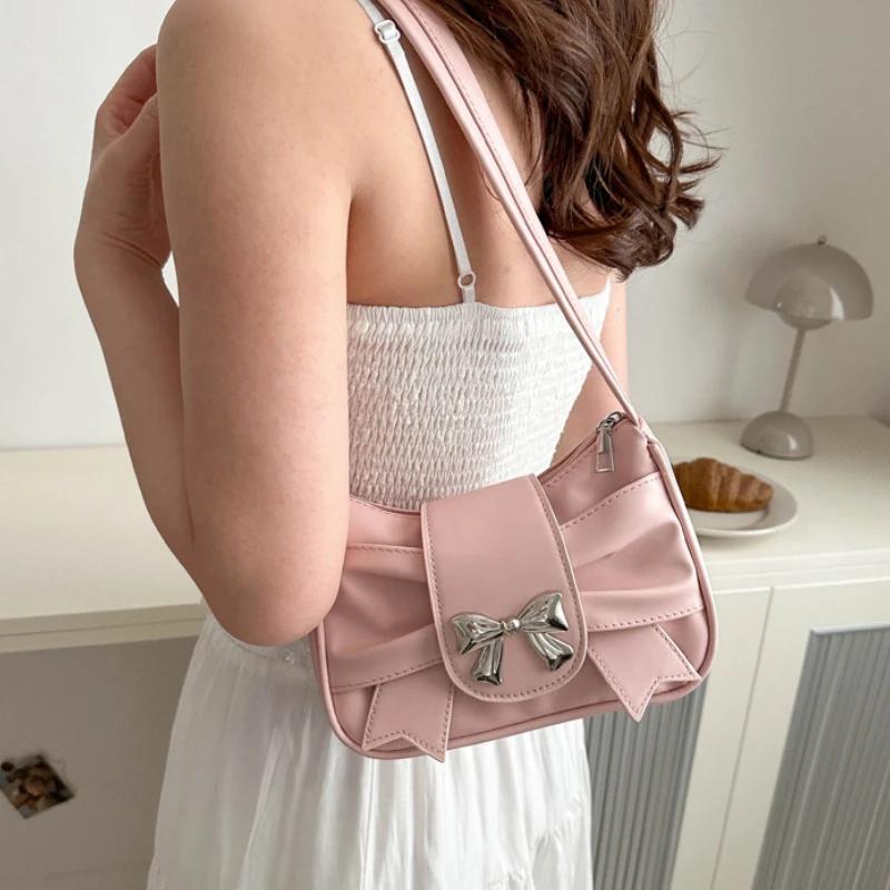 1Pz Borsa a Spalla Trendy con Fiocco Borsa a Mano Casual Borsa Sottospalla Borse per Pendolari Quotidiani Borsa da Banchetto in Pelle da Donna Borse da Donna per Affari