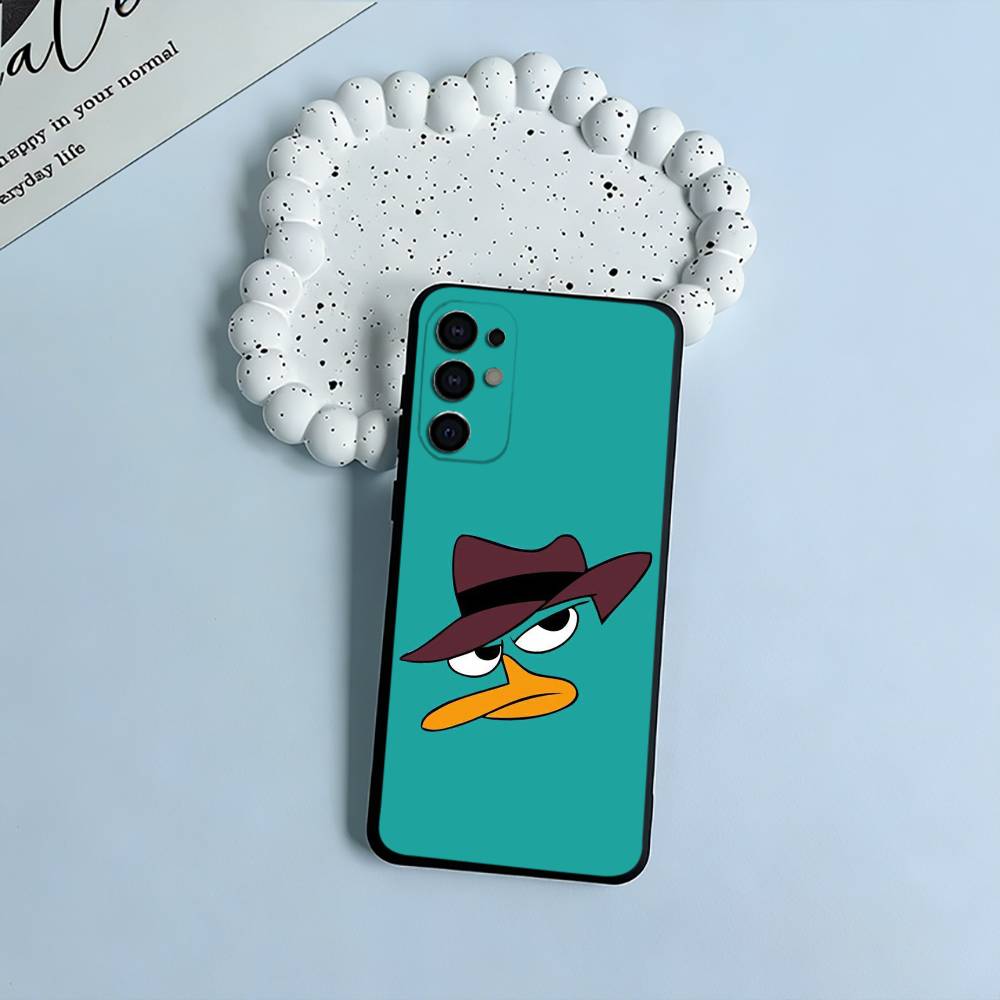 P-Perry The P-Platypus Black Soft Silicone Phone Case for Samsung S25, S24, S21, S22, S23, S30, Ultra, S20, Plus, FE, Lite