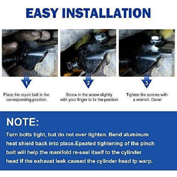 Exhaust Manifold Bolt Repair Kit Driver Rear/Passenger Front - No Need To Remove Broken Bolts, Compatible With 1999 & Newer GM Trucks & SUVs With A