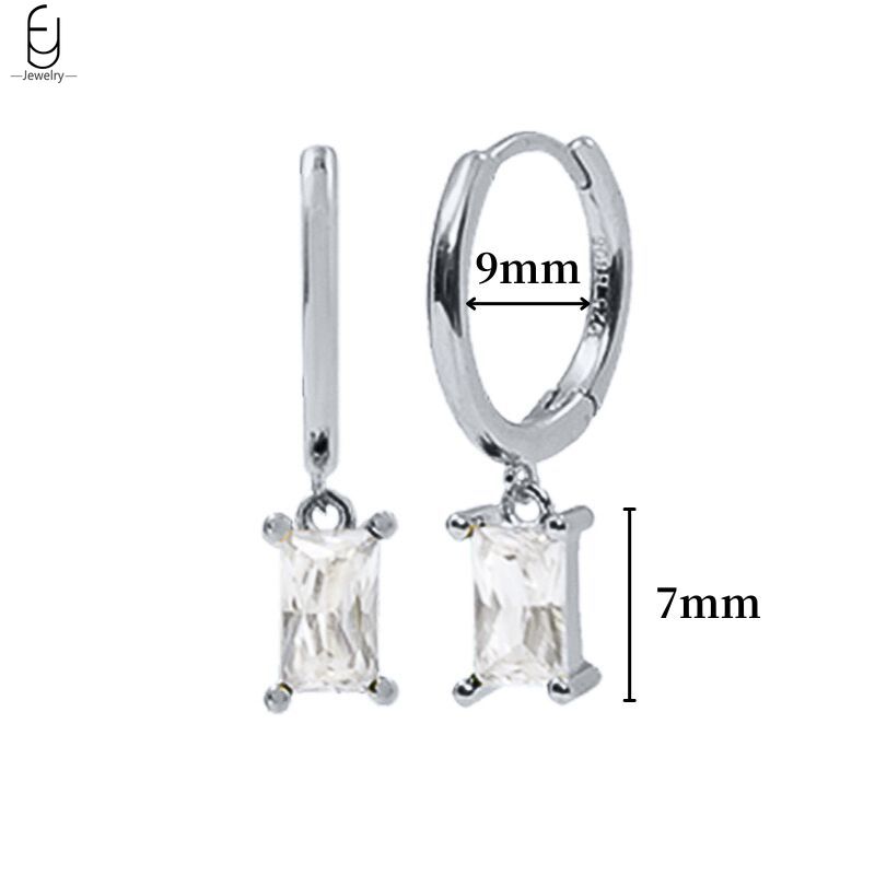 925 Silver Ear Buckles Fashion Hoop Earrings White Crystal Luxury Women's Earrings Wedding Women's Jewelry Premium Gift