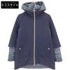 GC0015G-39601 Navy Wool X Nylon Different Material Switching Hooded Down Coat Coat 14A NavyUsed