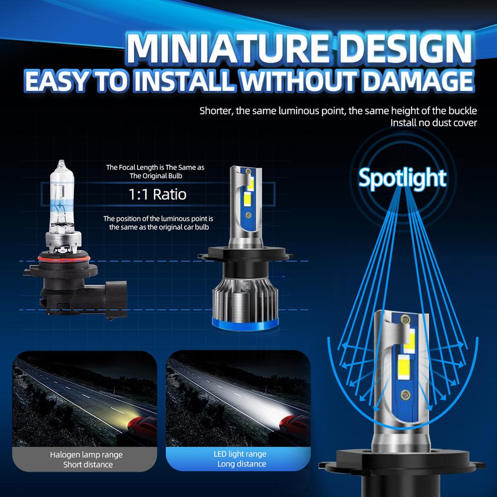 2PCS High/Low Beam H4 LED Headlight Bulb 150W 25000LM LED Headlights IP68 Waterproof 6000K white Super Bright Auto Led Lights
