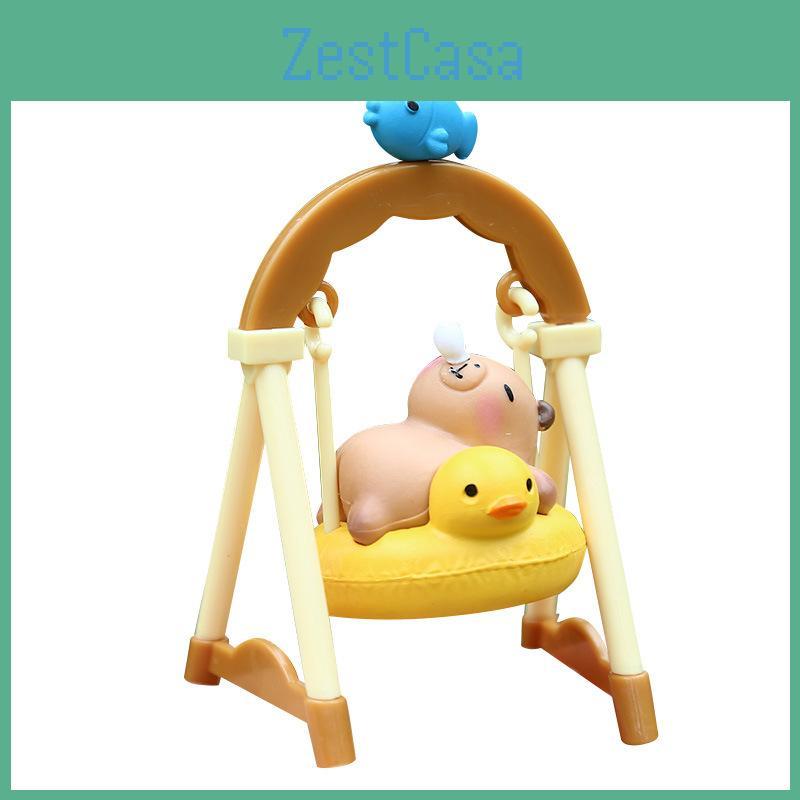 Pvc Handcrafted Capybara Model With Swing For Office Or Home Gift Idea For Kids