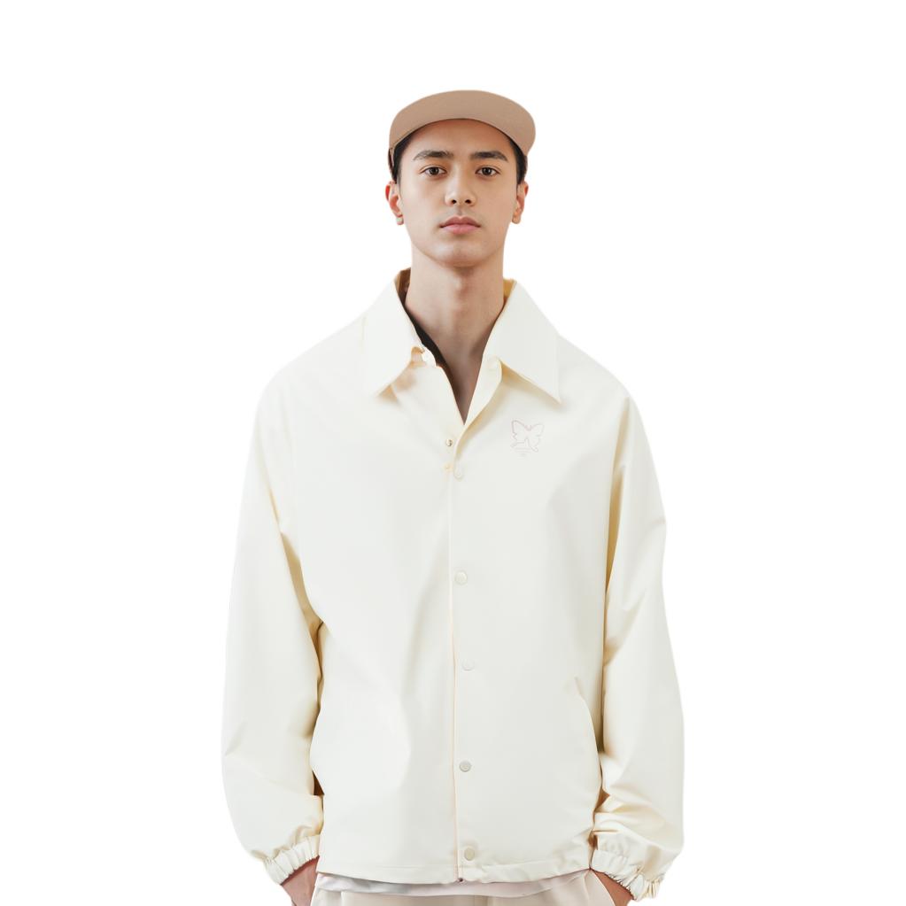 Li Ning Sports Lifestyle Series Letter Print Button Down Casual Jacket Men Jacket Off-White AFDT167-1