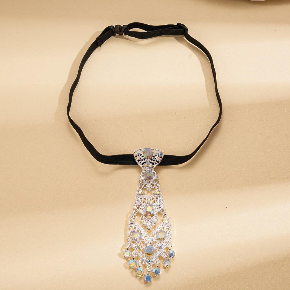 

Luxury Formal Business Ties Tassel Crystal Necktie Trendy Rhinestone Necktie Unisex Style3