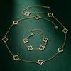 Fashion Clover Necklace Bracelet Set Women Minimalist Lucky Jewelry