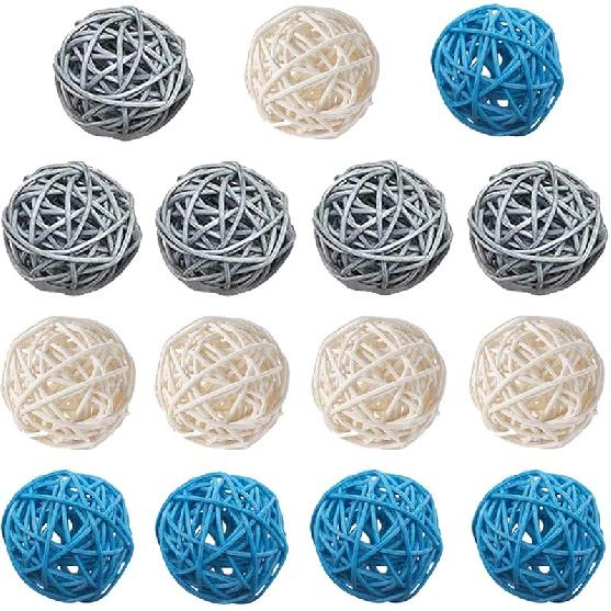 15 Pieces Wicker Rattan Balls Decorative Orbs Vase Fillers for Craft, Party, Wedding Table Decoration, Baby Shower, Aromatherapy Accessories, 2 Inch