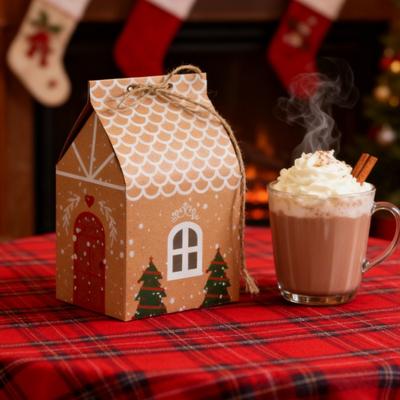 24 pezzi di scatola regalo natalizia a forma di casa pop-up 3D, scatola regalo di carta per dolcetti, bomboniere per feste, biscotti e caramelle.