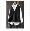 Lace Applique V Neck Cotton Knit Vest Womens Loose Fit Layering Cardigan Autumn Winter Fashion Oversized Sleeveless Top