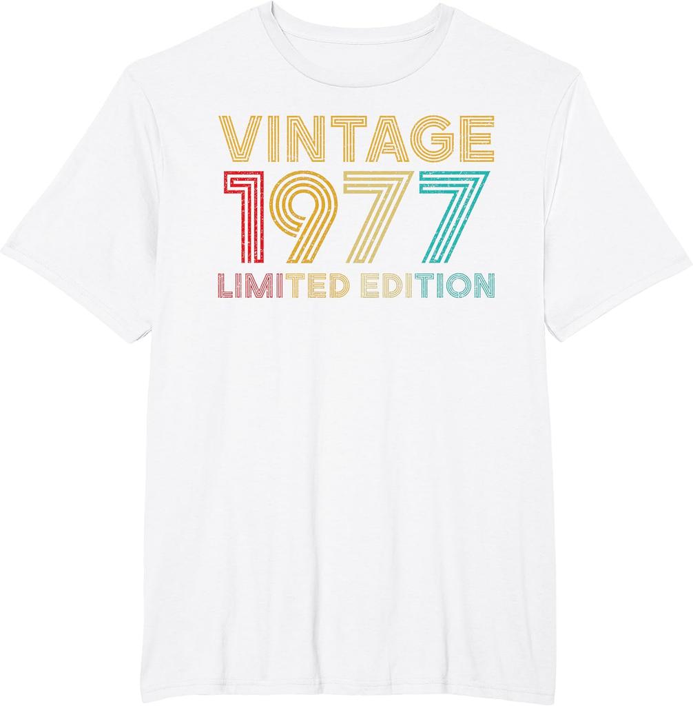 45 Years Old Vintage 1977 Limited Edition 45th Birthday T-Shirt Graphic Birthday Gift Custom Printed Short Sleeve Shirts Y2k