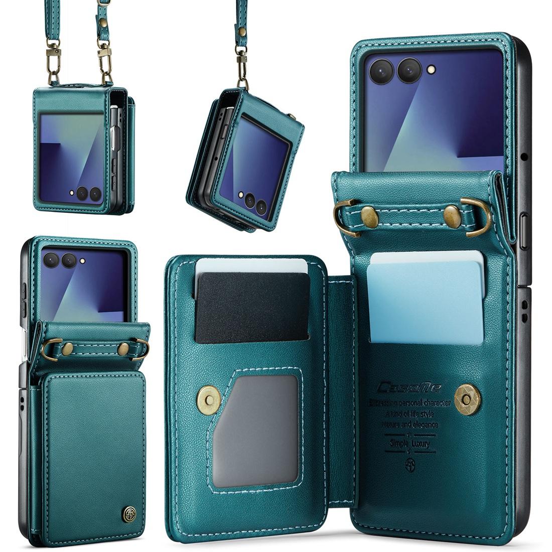 Z Flip 7 Geldbörsen-Handyhülle, Kartensteckplatz, Mit Handschlaufe & Schultergurt & Ständer, Weiche PU-Lederhülle Für Samsung Galaxy Z Flip7 PC&Case & Strap&Galaxy Z Flip 7 black