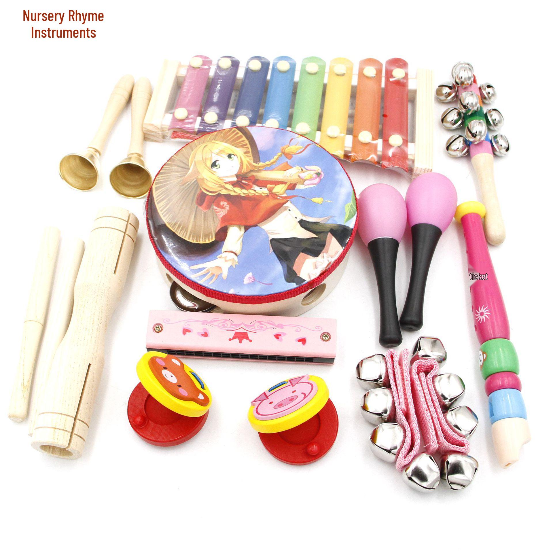 Orff 10-Piece Percussion Instrument Set for Girls 30x24cm