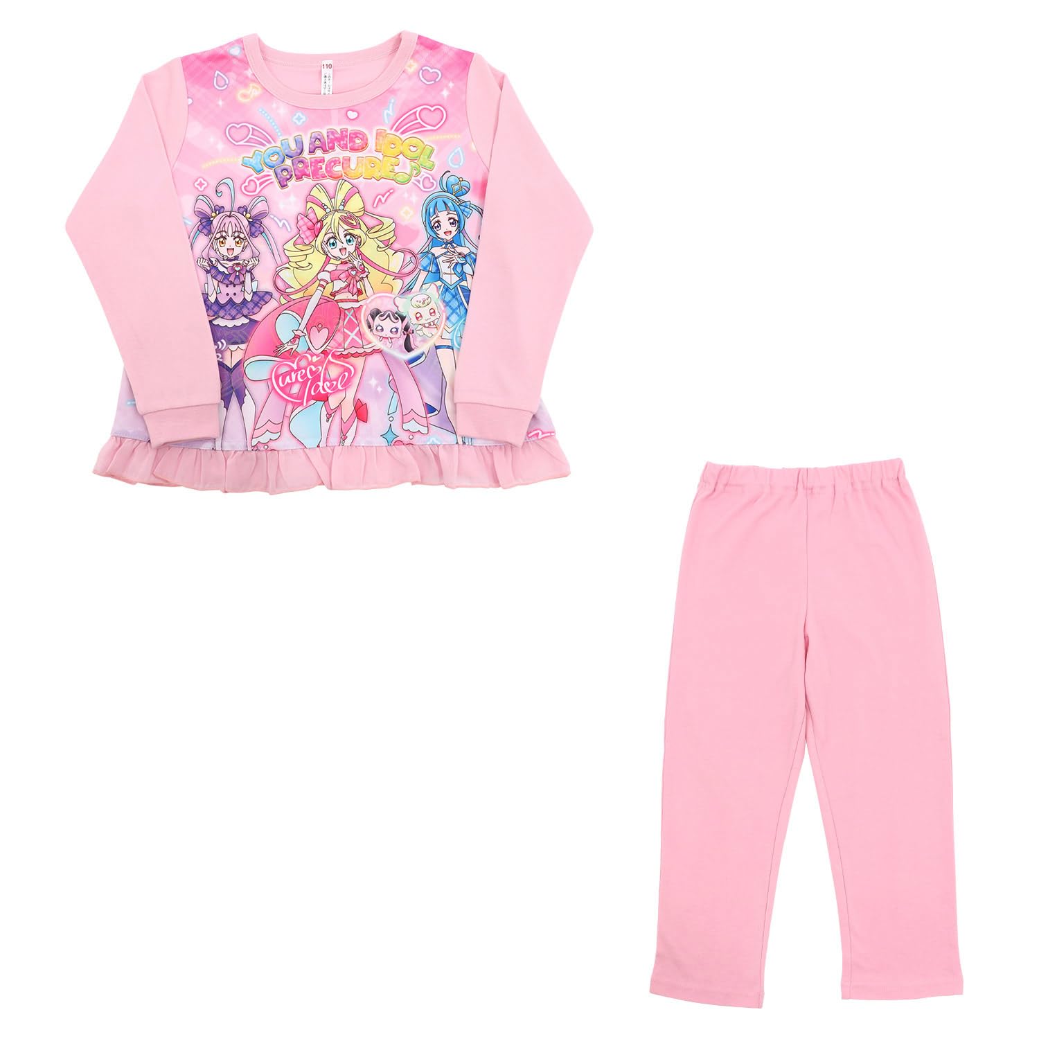 

Bandai Kimi to Idol Гладкий піжамний набір для дівчат 572 Рожевий [Айрін] PreCure Світиться в темряві (100см/110см/120см/130см) (Рожевий/Лавандовий)