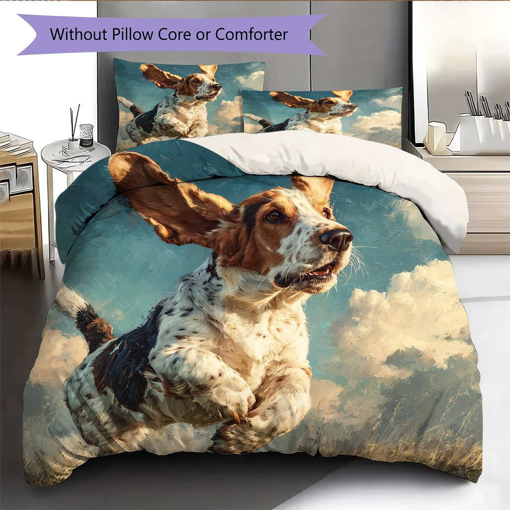 Basset Hound Pattern Bedding Home Decoration Birthday Gift (1 * Duvet Cover + 2 * Pillowcase, Without Core)