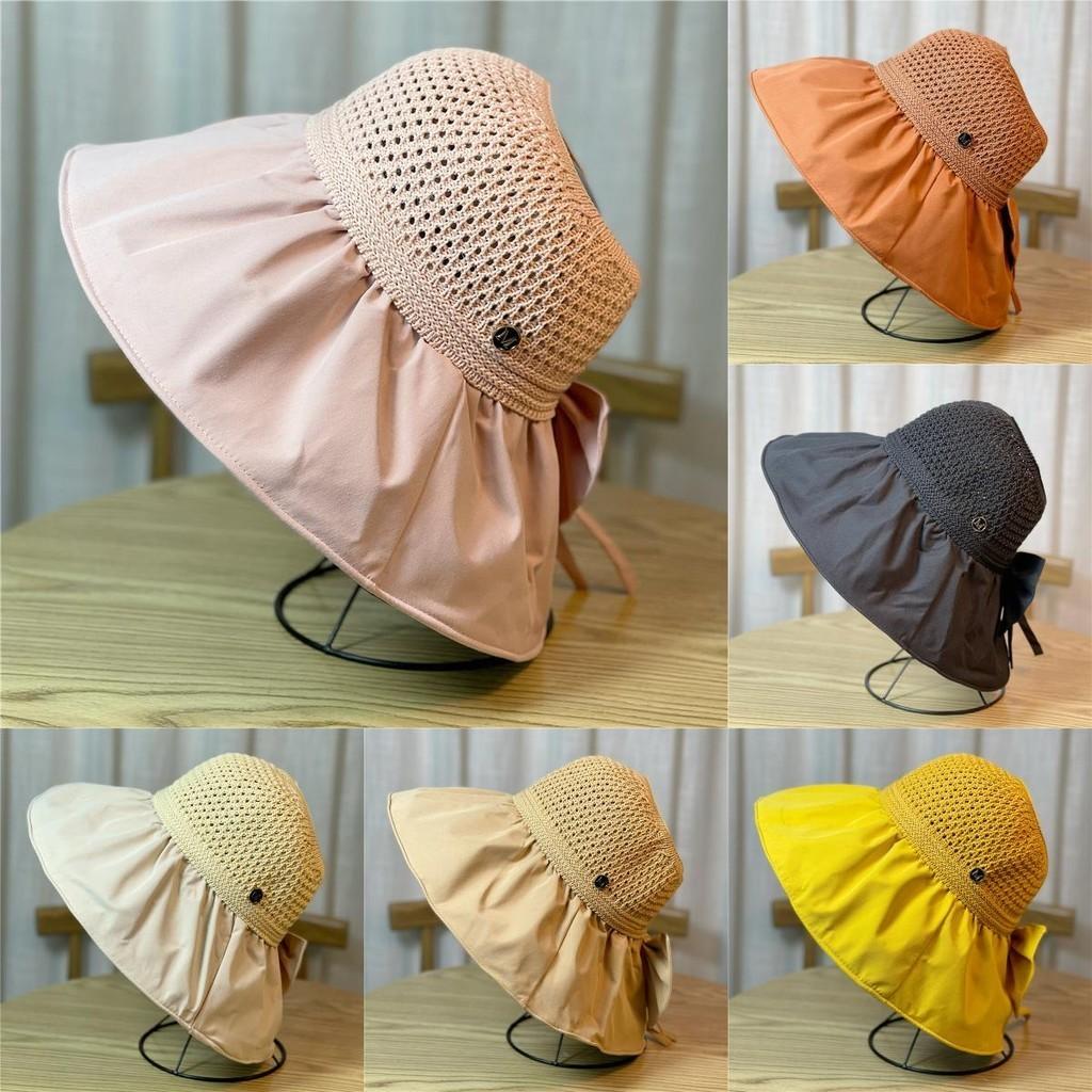 2022 Summer Wide Brim Sun Hat Women's Breathable Fishing Hat Adjustable Ponytail Sun Hat