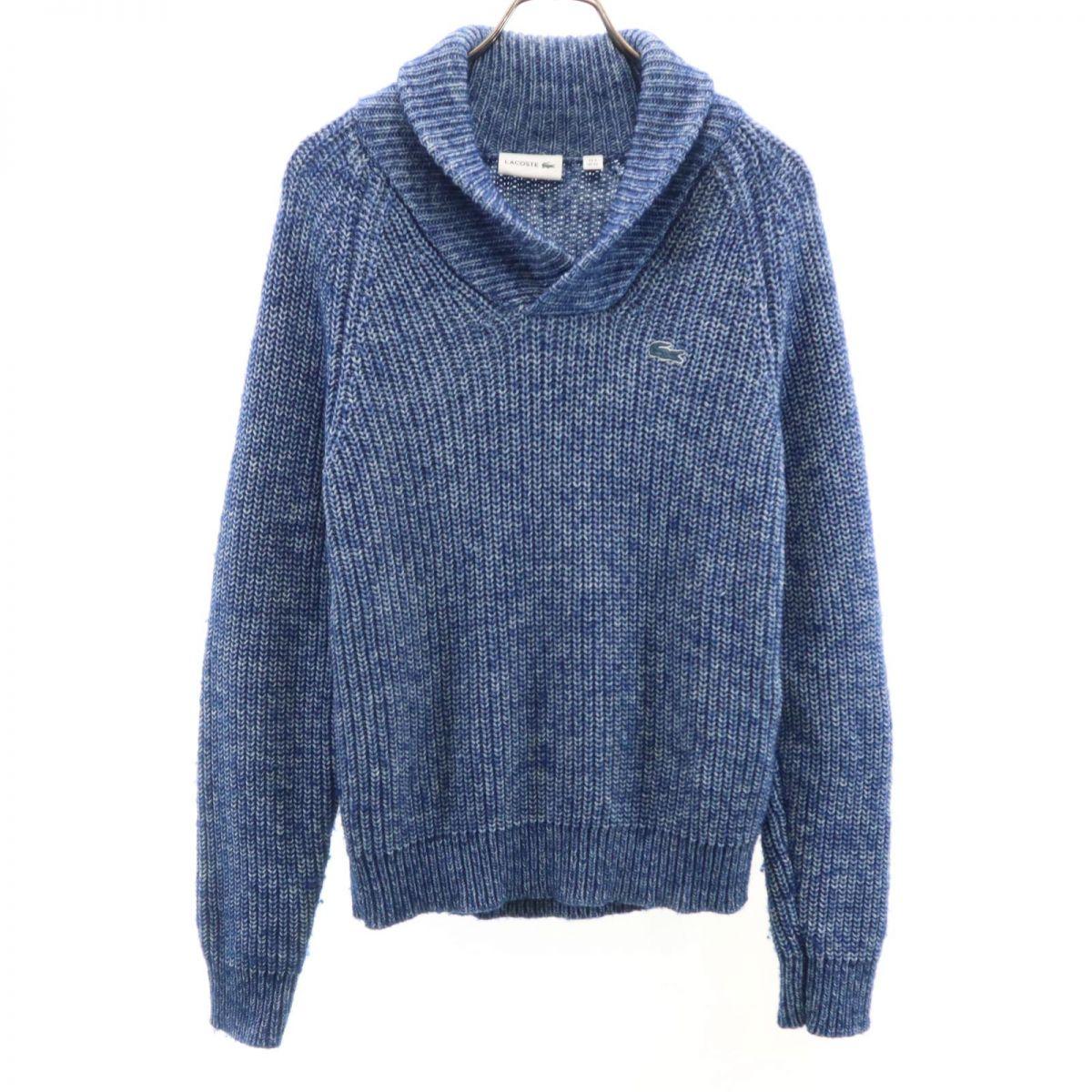 

LACOSTE Indigo-style low gauge Long sleeve Shawl collar sweater XS knit Men s Used
