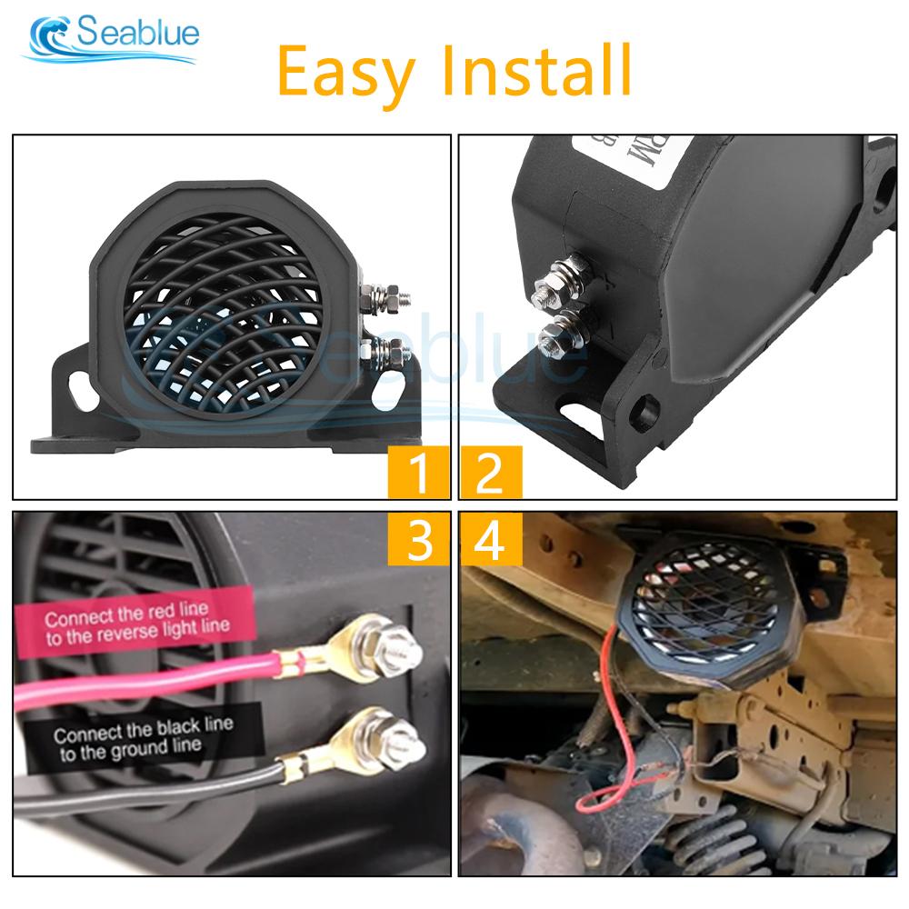 105dB Decibel Backup Siren Beeper Buzzer Sound Warning Alarm 12V 24V 80V Car Truck Vehicle Horn For Vehicle Reversing Reminders
