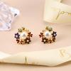 Three-dimensional Fashion Enamel Glaze Powder Purple Flower Bow Bell Spring and Summer Stud Earrings Long Fringed Silver Needle Earrings
