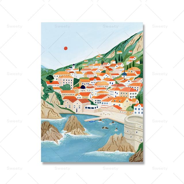 

Скандинавский ретро-туристический городской плакат Лиссабон, Италия, японская пейзажная живопись маслом 21cm×30cm NoFrame